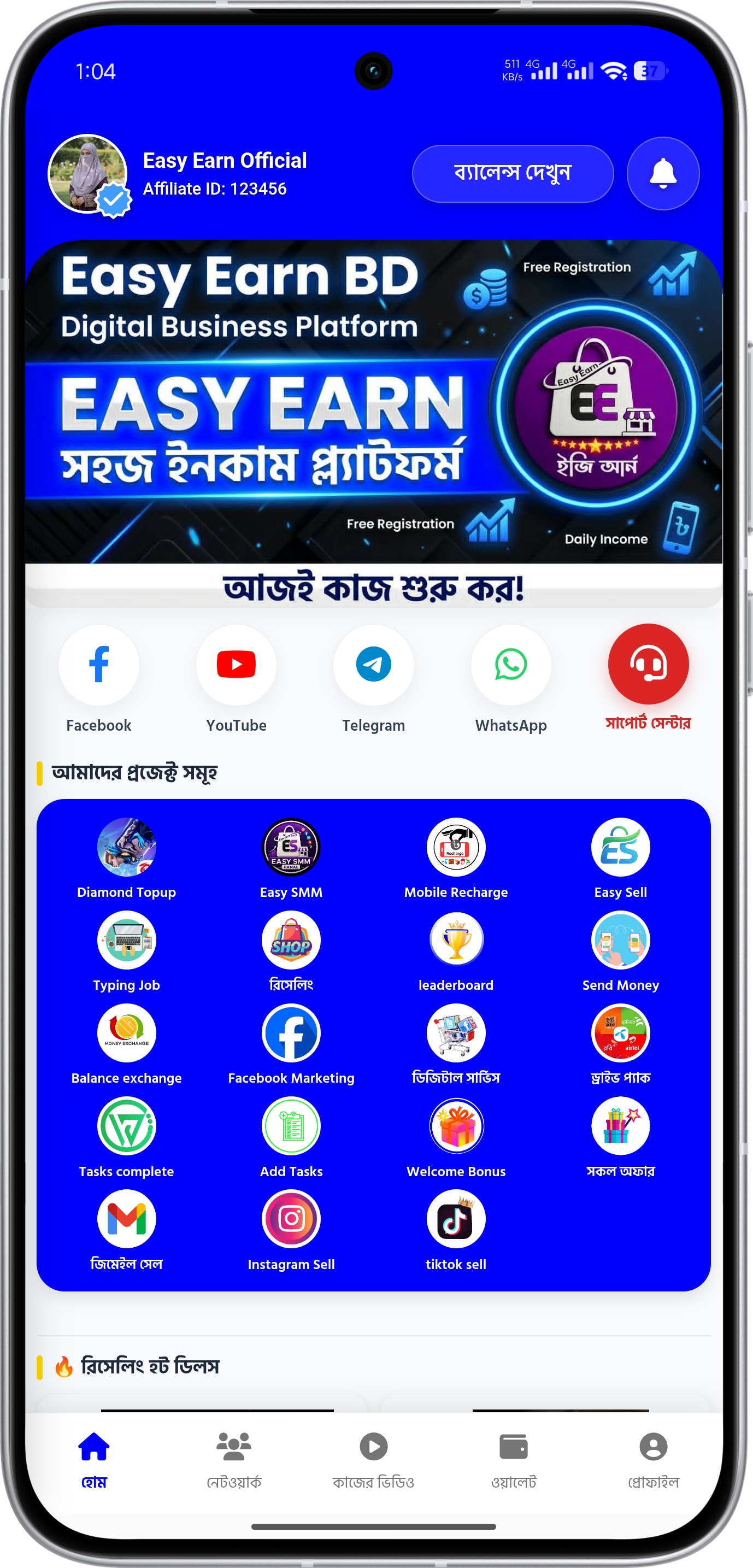 Easy Earn App Screenshot 1 - Online Income Application Design